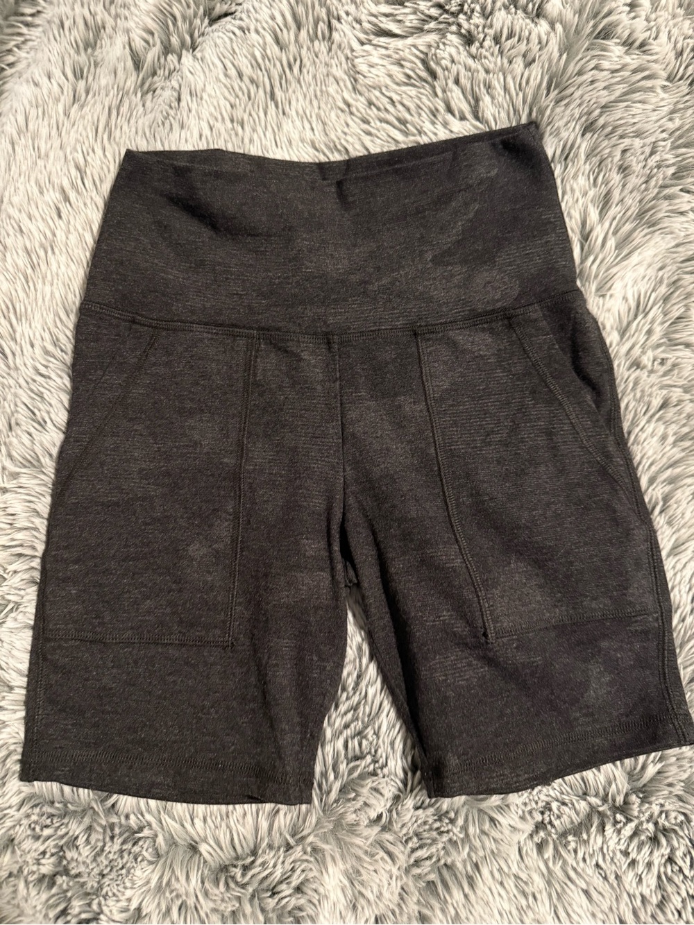 aerie Dark Charcoal Camo High-Waist Bike Shorts with Front Pockets
